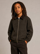 Giubbino per bambino MC2 Saint Barth Kids verde militare con colletto a coste BIRD004 00034M MC2 ST. BARTH KIDS 