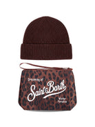 Set berretto e pochette MC2 St. Barth marrone con stampa grafica animalier BOX0049 00019M MC2 ST. BARTH KIDS 