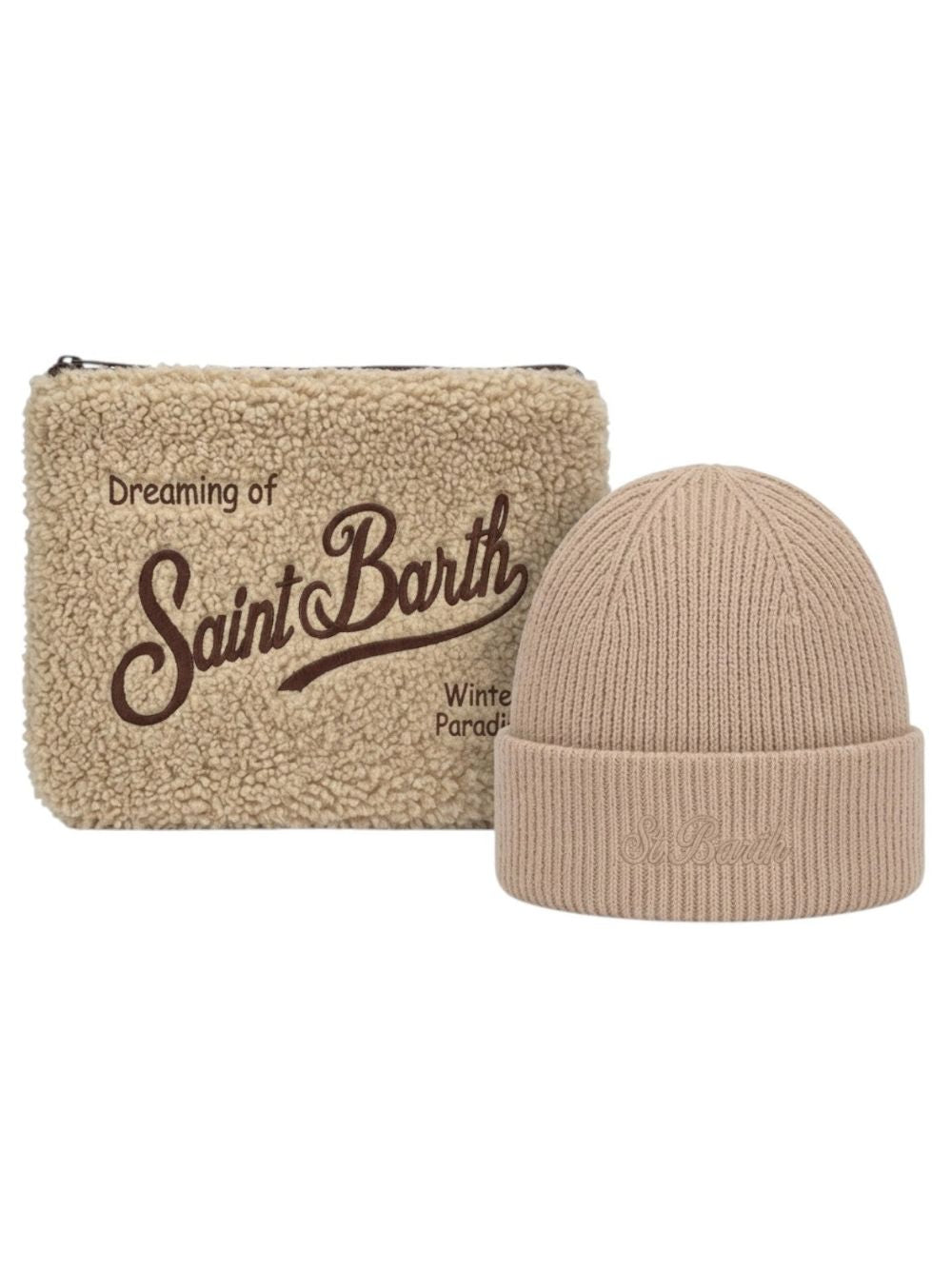 Christmas Box Cappello e Aline MC2 St. Barth beige con logo ricamato sul davanti BOX0049 04512M MC2 ST. BARTH KIDS 
