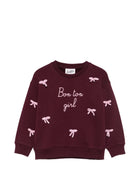 Felpa per bambina MC2 Saint Barth Kids rossa con dettagli fiocchetti in rilievo BRN0002 02048M MC2 ST. BARTH KIDS 