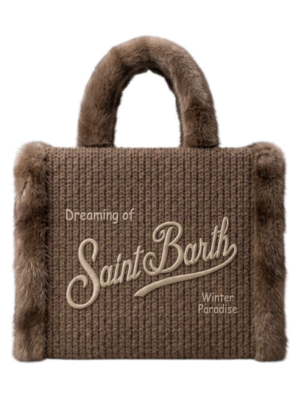 Borsa Colette Shearling Rib MC2 Saint Barth marrone con finitura in eco shearling COL0034 04000M MC2 ST. BARTH KIDS 