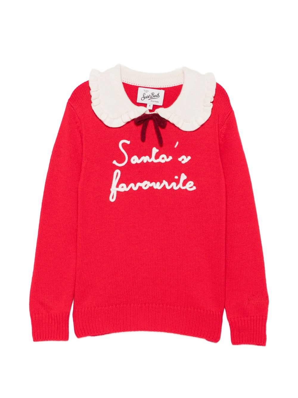 Maglione per bambina MC2 Saint Barth Kids rosso con colletto a balze DIZ001 01512M MC2 ST. BARTH KIDS 