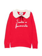 Maglione per bambina MC2 Saint Barth Kids rosso con colletto a balze DIZ001 01512M MC2 ST. BARTH KIDS 