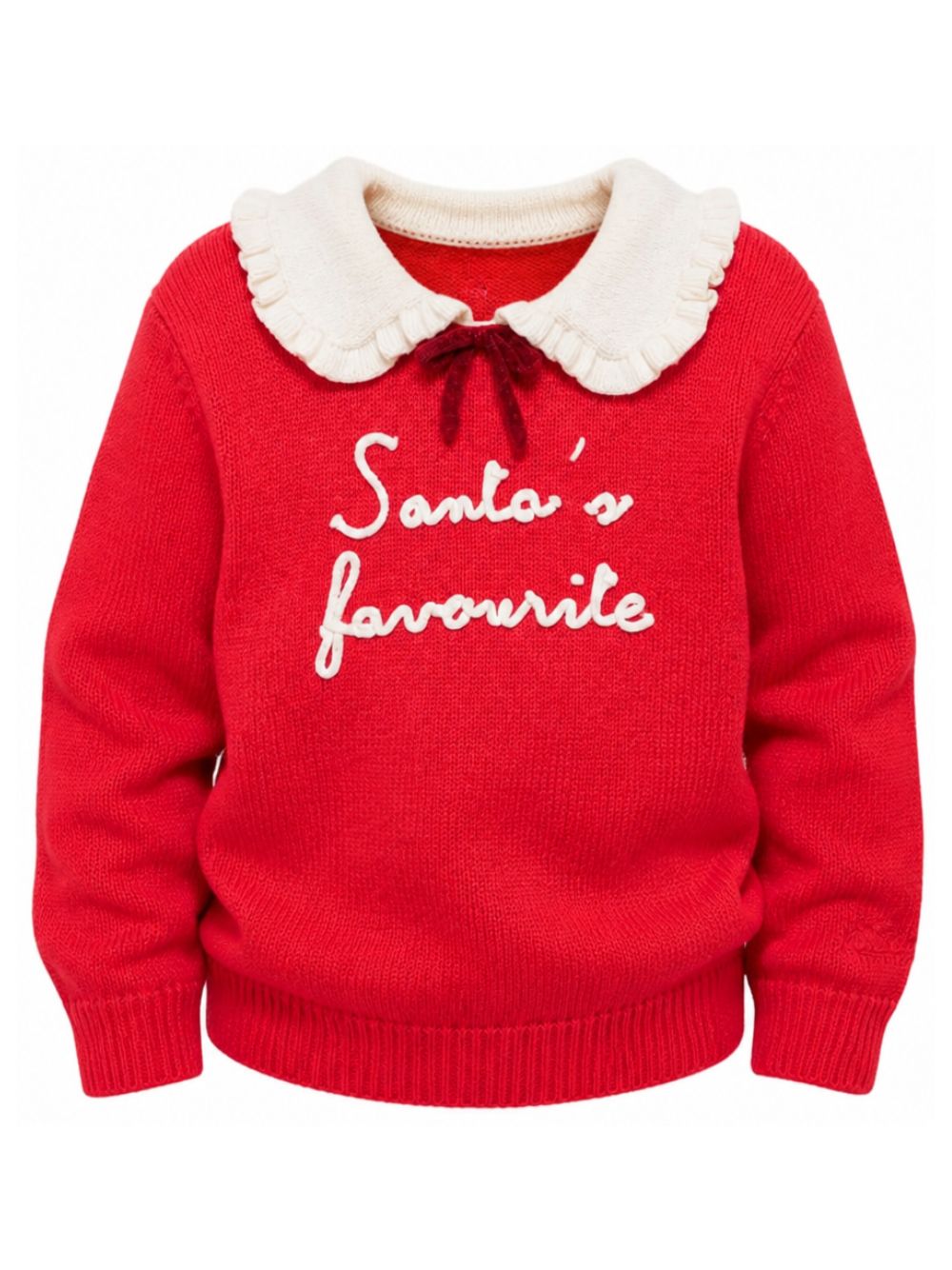 Maglione per bambina MC2 Saint Barth Kids rosso con colletto a balze DIZ001 01512M MC2 ST. BARTH KIDS 