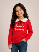 Maglione per bambina MC2 Saint Barth Kids rosso con colletto a balze DIZ001 01512M MC2 ST. BARTH KIDS 