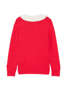 Maglione per bambina MC2 Saint Barth Kids rosso con colletto a balze DIZ001 01512M MC2 ST. BARTH KIDS 