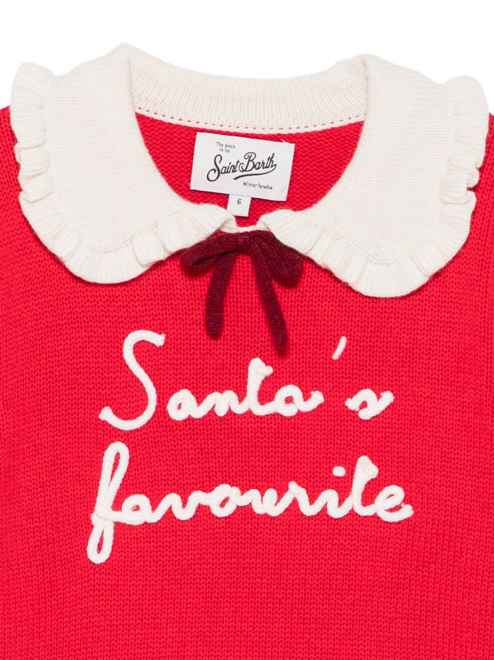 Maglione per bambina MC2 Saint Barth Kids rosso con colletto a balze DIZ001 01512M MC2 ST. BARTH KIDS 