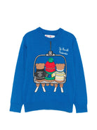 Maglione per bambino MC2 Saint Barth Kids blu con stampa intarsiata DOU0001 01785M MC2 ST. BARTH KIDS 