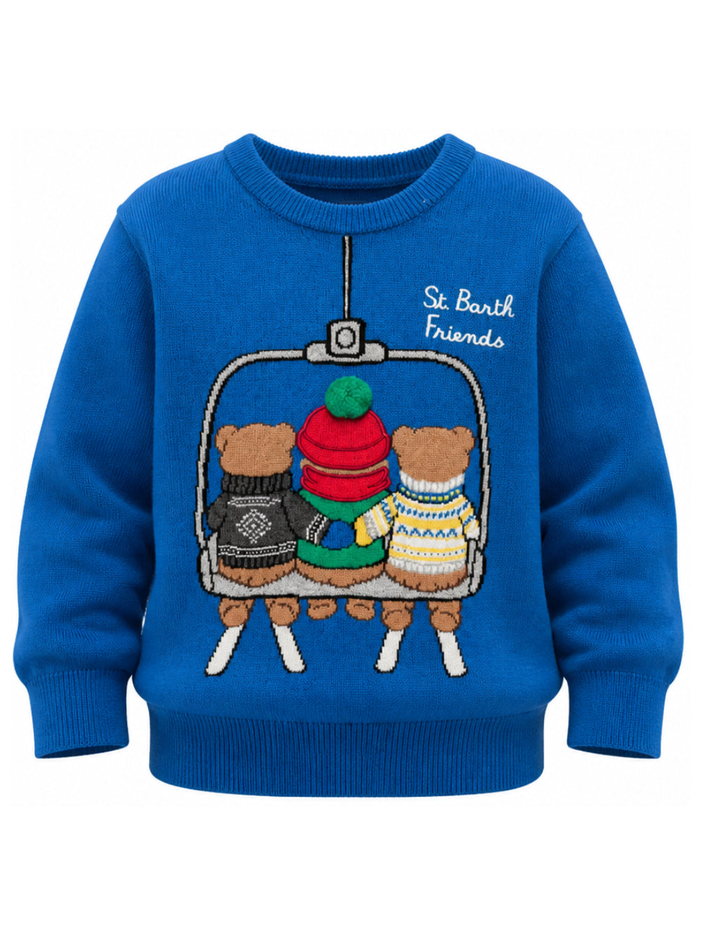 Maglione per bambino MC2 Saint Barth Kids blu con stampa intarsiata DOU0001 01785M MC2 ST. BARTH KIDS 
