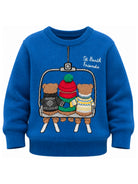 Maglione per bambino MC2 Saint Barth Kids blu con stampa intarsiata DOU0001 01785M MC2 ST. BARTH KIDS 