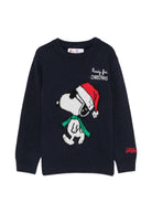 Maglione per bambino MC2 Saint Barth Kids blu navy con stampa intarsiata sul davanti DOU0001 02206M MC2 ST. BARTH KIDS 