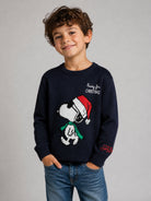 Maglione per bambino MC2 Saint Barth Kids blu navy con stampa intarsiata sul davanti DOU0001 02206M MC2 ST. BARTH KIDS 
