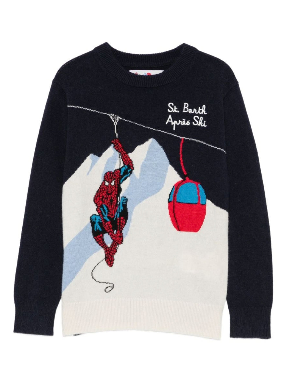 Maglione per bambino MC2 Saint Barth Kids blu navy con motivo intarsiato di Spider-Man DOU0006 00151M MC2 ST. BARTH KIDS 