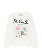 Felpa per bambino Mc2 St. Barth Kids bianco con stampa grafica di Snoopy dei Peanuts Douglas DOU0019 00056M MC2 ST. BARTH KIDS 