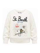Felpa per bambino Mc2 St. Barth Kids bianco con stampa grafica di Snoopy dei Peanuts Douglas DOU0019 00056M MC2 ST. BARTH KIDS 