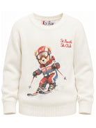 Maglione per bambino MC2 St. Barth Kids bianco con motivo orsetto sul davanti DOU0019 01794M MC2 ST. BARTH KIDS 