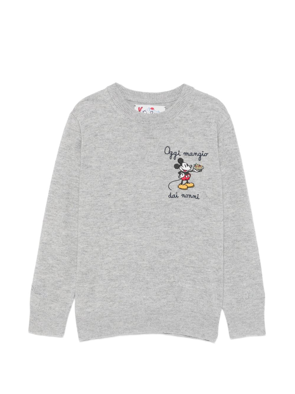 Maglione per bambino MC2 Saint Barth Kids grigio con scritta ricamata "oggi mangio dai nonni" DOU0021 02330M MC2 ST. BARTH KIDS 