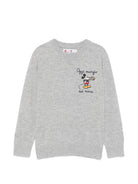 Maglione per bambino MC2 Saint Barth Kids grigio con scritta ricamata "oggi mangio dai nonni" DOU0021 02330M MC2 ST. BARTH KIDS 