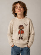 Maglione per bambino Mc2 St. Barth Kids beige con motivo a orsetto screziato DOU0022 00589M MC2 ST. BARTH KIDS 