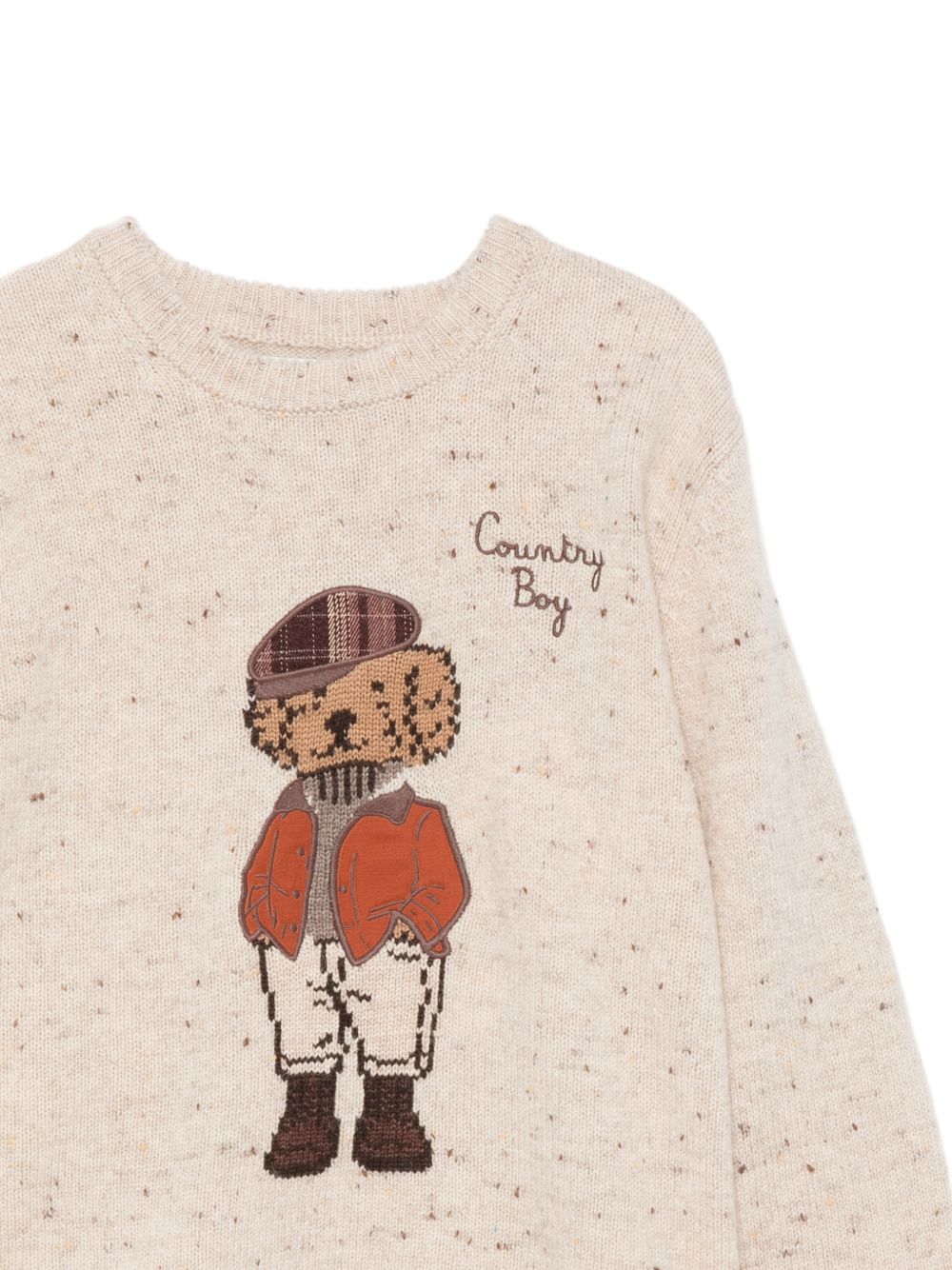 Maglione per bambino Mc2 St. Barth Kids beige con motivo a orsetto screziato DOU0022 00589M MC2 ST. BARTH KIDS 