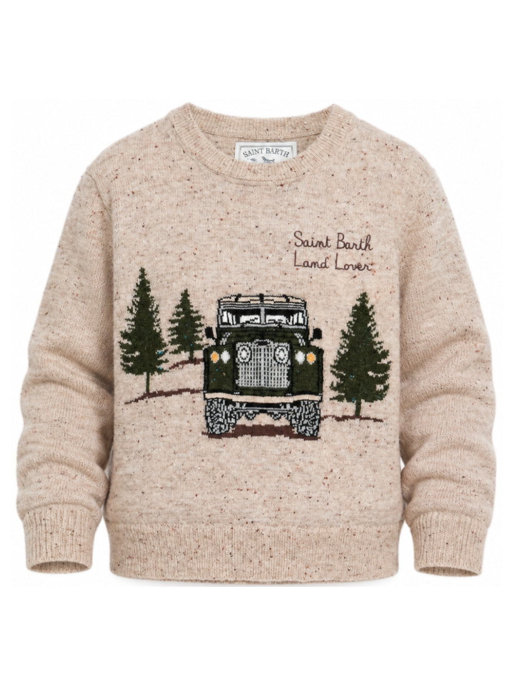 Felpa per bambino Mc2 St, Barth Kids beige lavorato a intarsio con effetto maculato DOU0022 01008M MC2 ST. BARTH KIDS 
