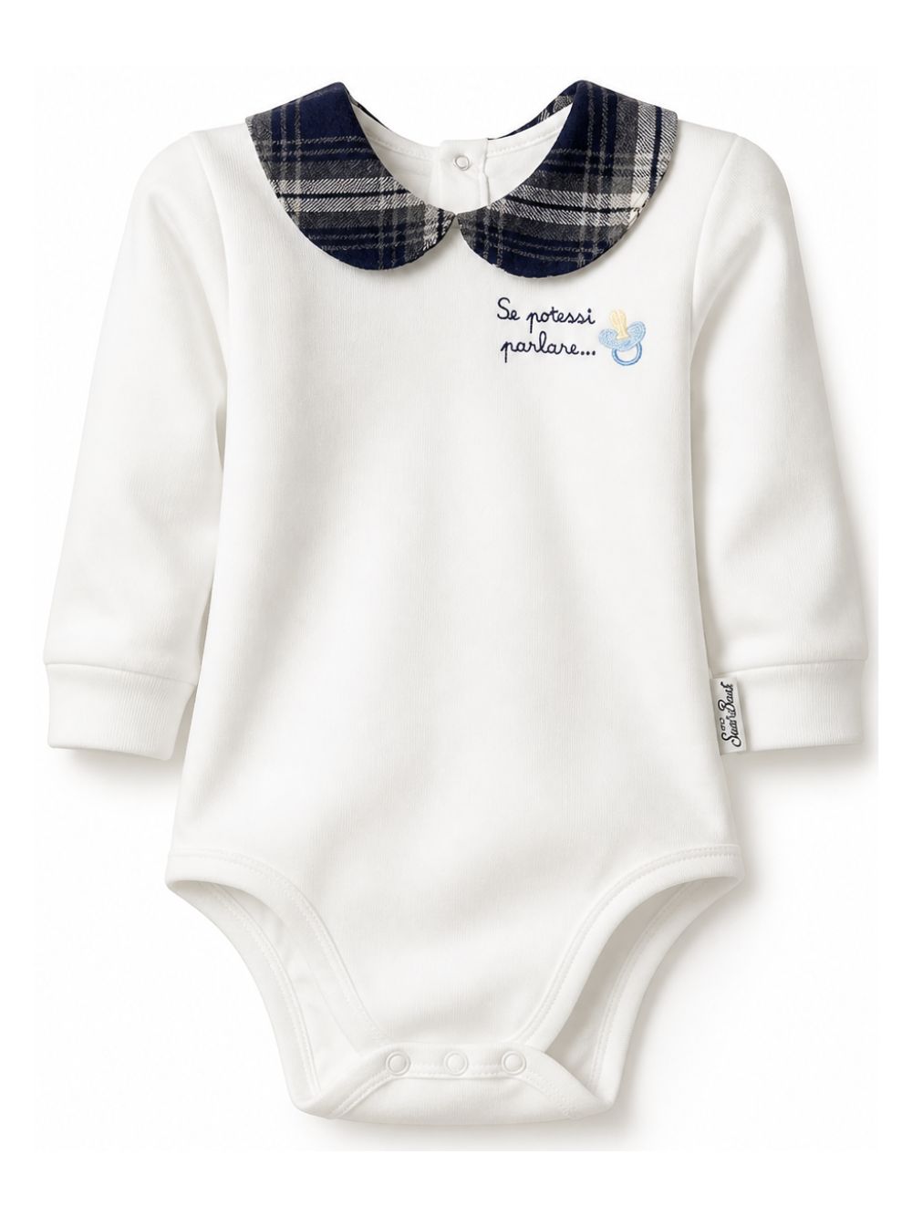 Body per neonati MC2 Saint Barth Kids bianco con frase ricamata JCQ0001 01266M MC2 ST. BARTH KIDS 
