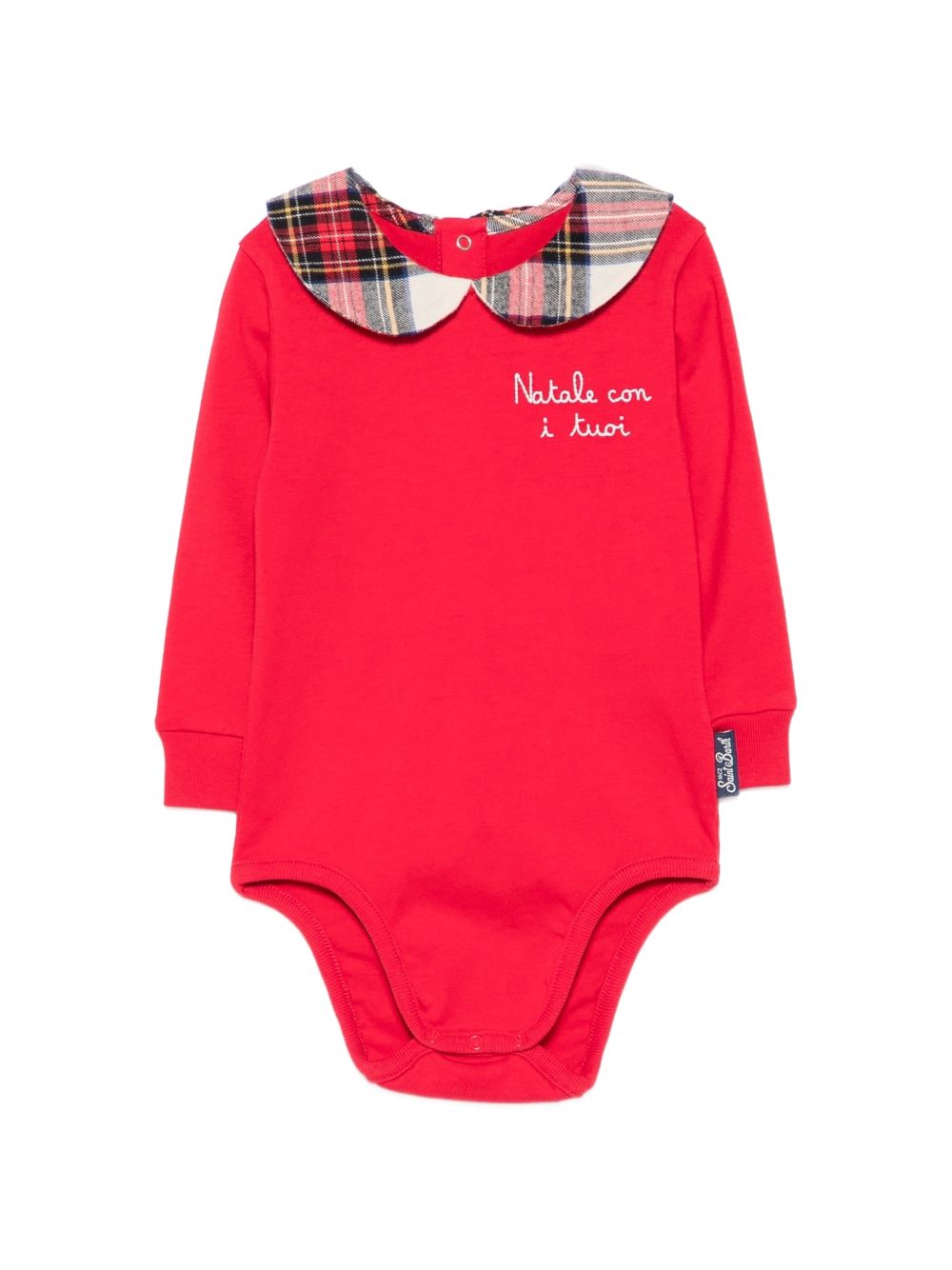 Body per neonato MC2 Saint Barth Kids rosso con frase ricamata sul davanti JCQ0001 02118M MC2 ST. BARTH KIDS 