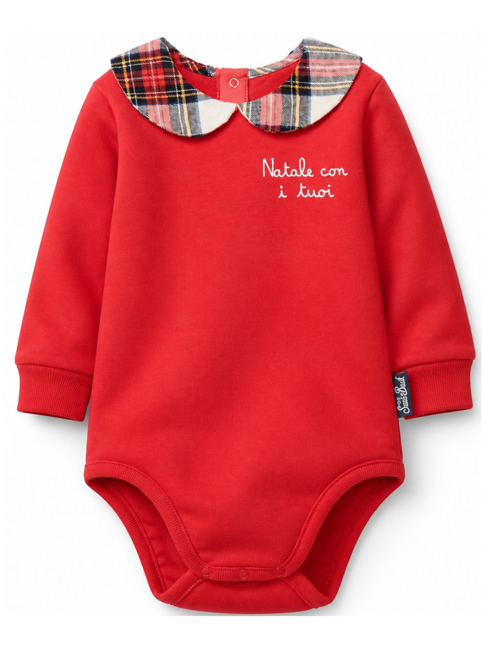 Body per neonato MC2 Saint Barth Kids rosso con frase ricamata sul davanti JCQ0001 02118M MC2 ST. BARTH KIDS 