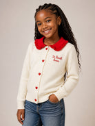 Maglione per bambina MC2 St. Barth Kids bianco con colletto smerlato ORA0001 00007M MC2 ST. BARTH KIDS 