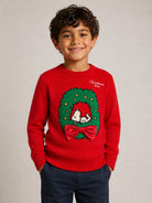 Maglione per bambini MC2 St. Barth Kids x Peanuts rosso con ricamo Snoopy sul davanti PRC0001 01509M MC2 ST. BARTH KIDS 