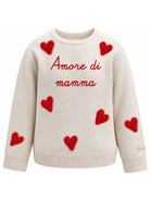 Maglione per bambina MC2 St. Barth Kids bianco con scritta ricamata sul davanti "Amore di mamma" PRC0001 01712M MC2 ST. BARTH KIDS 