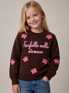 Maglione per bambina MC2 St. Barth Kids marrone con scritta ricamata "Farfalle nello stomaco" PRC0001 01779M MC2 ST. BARTH KIDS 