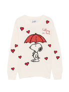 Maglione per bambina MC2 Saint Barth Kids beige con ricamo Snoopy PRC0005 00160M MC2 ST. BARTH KIDS 