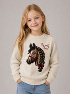 Maglione per bambina MC2 St. Barth Kids bianco con decorazione a intarsio sul davanti PRC0023 00430M MC2 ST. BARTH KIDS 