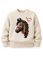 Maglione per bambina MC2 St. Barth Kids bianco con decorazione a intarsio sul davanti PRC0023 00430M MC2 ST. BARTH KIDS 