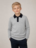 Maglione per bambino MC2 St. Barth Kids grigio con colletto stile polo ROME005 00021M MC2 ST. BARTH KIDS 