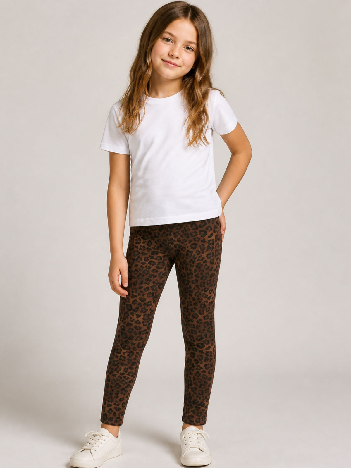 Leggins per bambina MC2 Saint Barth Kids marrone con stampa animalier ROSY001 00342M MC2 ST. BARTH KIDS 