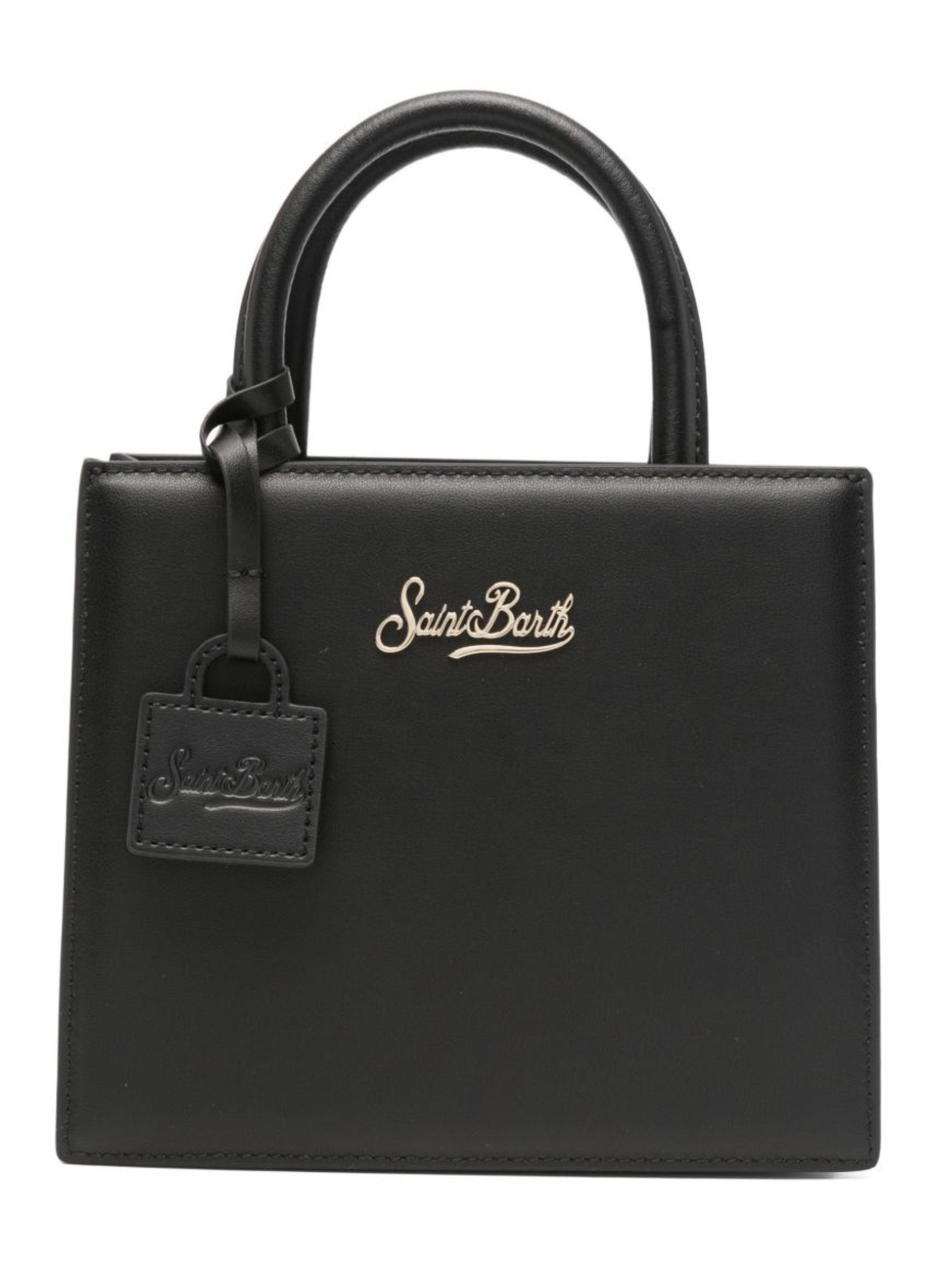 Borsa Shop Bag Mini MC2 Saint Barth nera con logo dorato sul davanti SHBM0002 00701M MC2 ST. BARTH KIDS 
