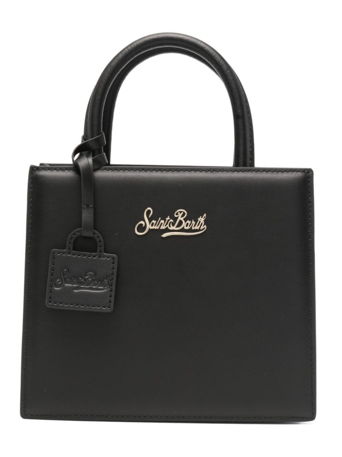 Borsa Shop Bag Mini MC2 Saint Barth nera con logo dorato sul davanti SHBM0002 00701M MC2 ST. BARTH KIDS 