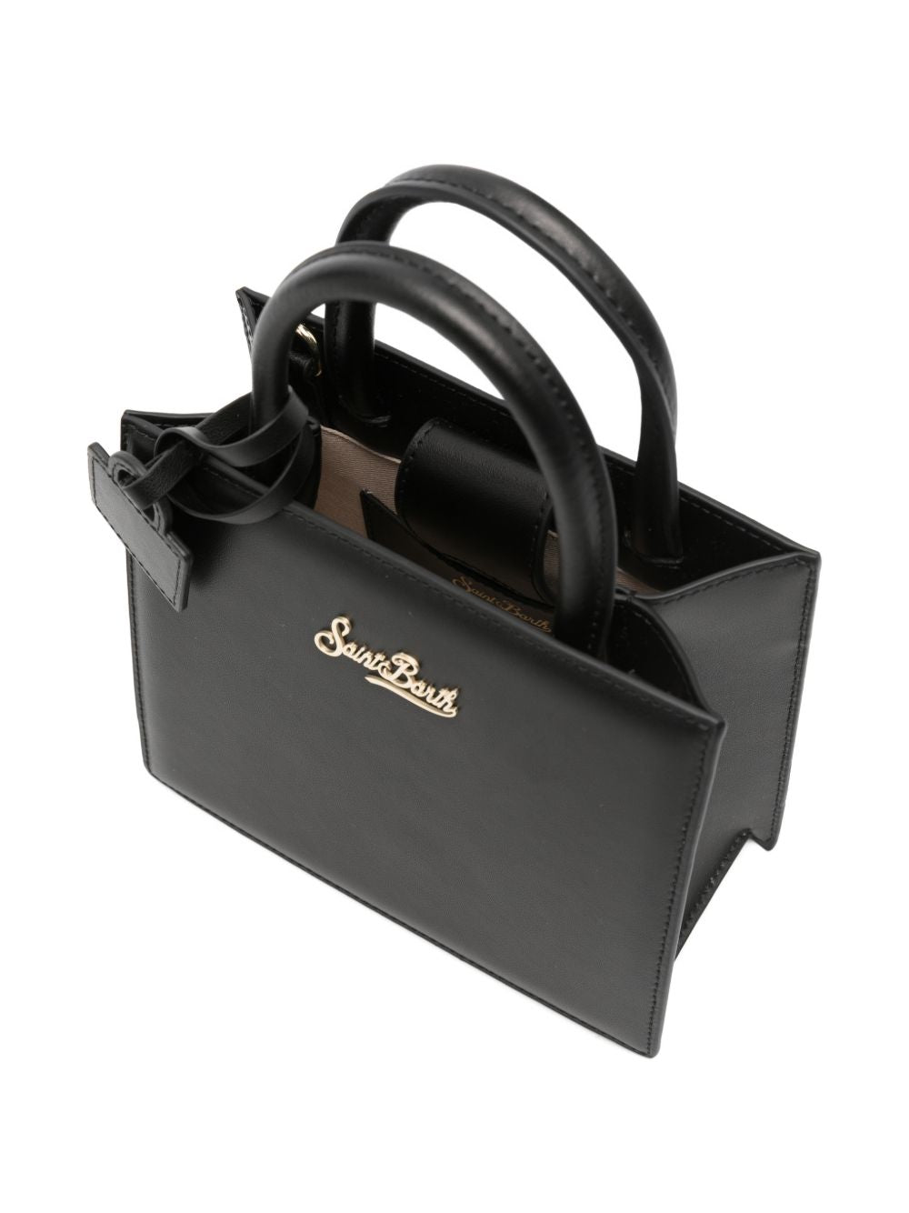 Borsa Shop Bag Mini MC2 Saint Barth nera con logo dorato sul davanti SHBM0002 00701M MC2 ST. BARTH KIDS 