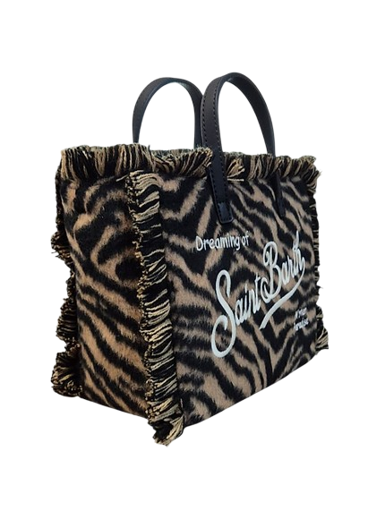 Borsa Vanity Mini Felt N MC2 St. Barth marrone con stampa grafica animalier VAMI035 00469M MC2 ST. BARTH KIDS 