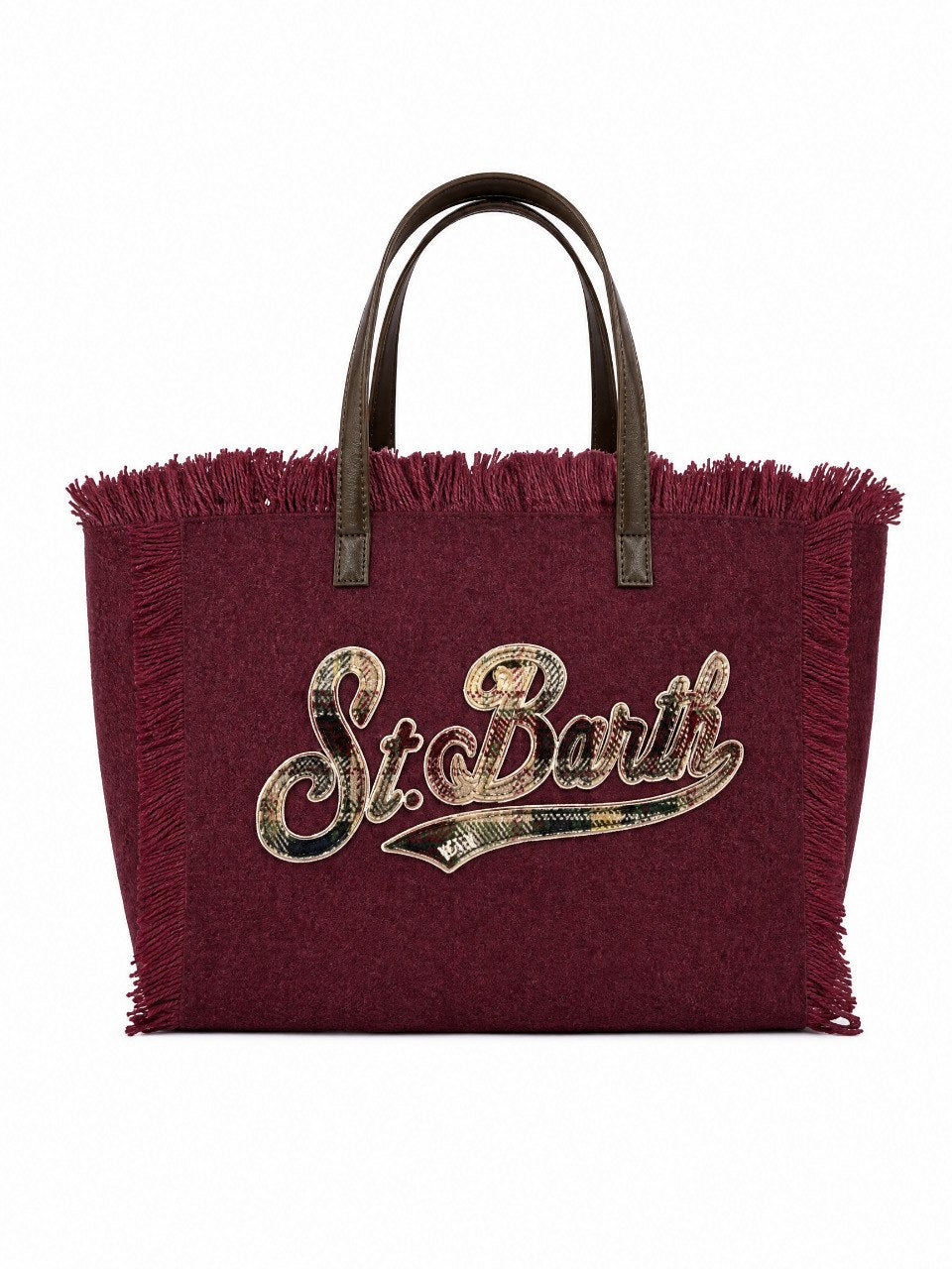 Borsa Vanity Mini Felt N MC2 St. Barth rossa con inserti con motivo tartan<BR/> VAMI035 02637M MC2 ST. BARTH KIDS 