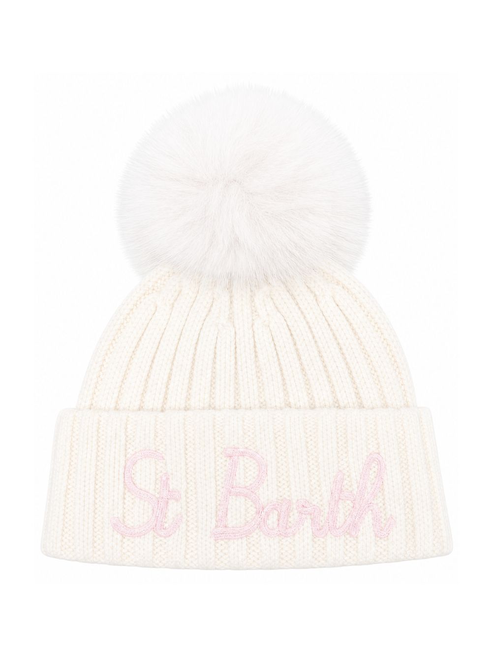 Cappello per bambina MC2 St. Barth Kids bianco con pompon WENG007 02296M MC2 ST. BARTH KIDS 