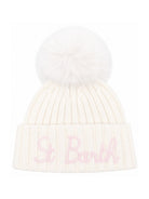 Cappello per bambina MC2 St. Barth Kids bianco con pompon WENG007 02296M MC2 ST. BARTH KIDS 