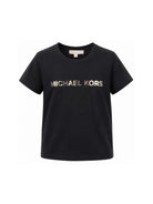 T-shirt per bambina Michael Kors nera con logo sul davanti R30603 09B MICHAEL KORS KIDS 