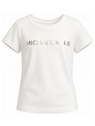 T-shirt per bambina Michael Kors bianca con logo sul davanti R30603 117 MICHAEL KORS KIDS 