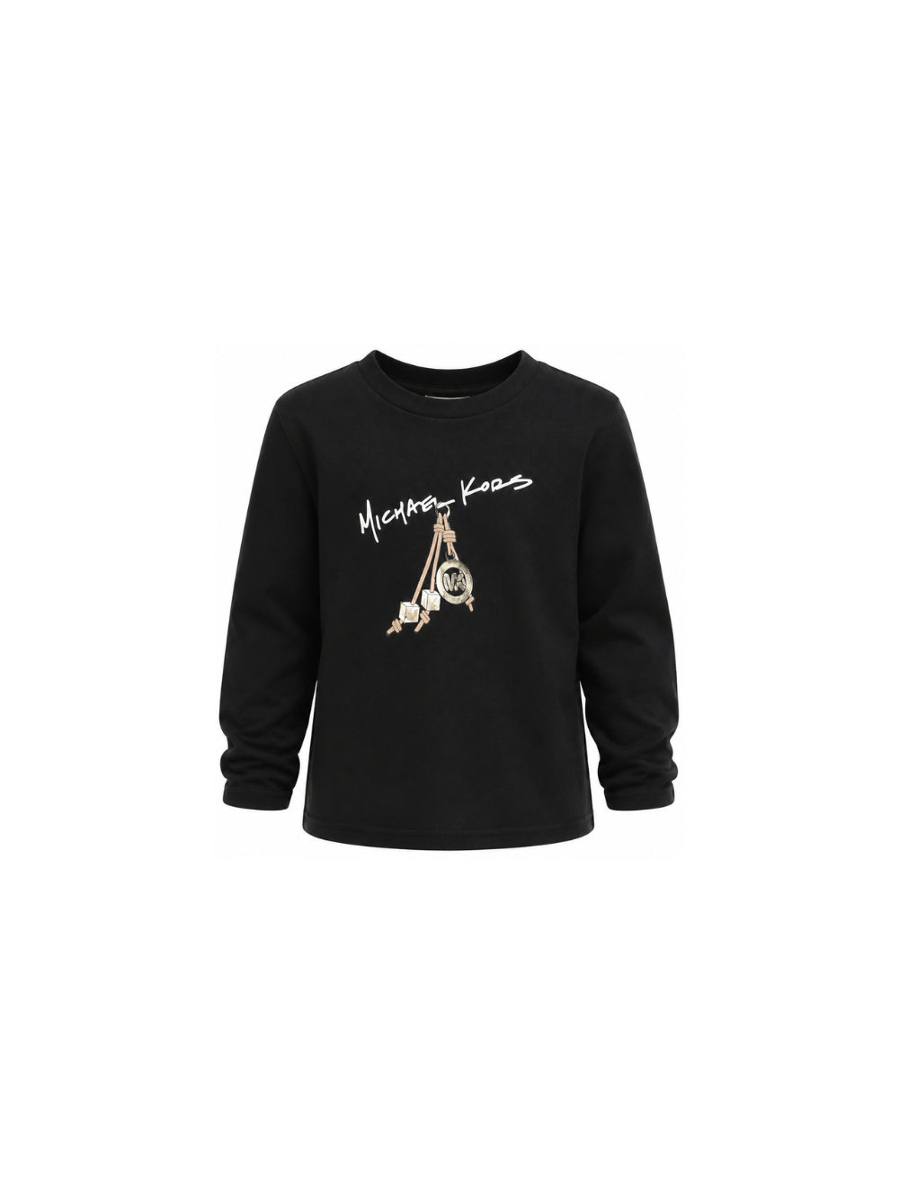 T-shirt per bambina Michael Kors Kids nera con stampa grafica R30684 09B MICHAEL KORS KIDS 