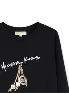 T-shirt per bambina Michael Kors Kids nera con stampa grafica R30684 09B MICHAEL KORS KIDS 