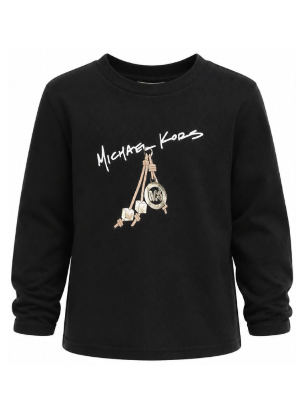 T-shirt per bambina Michael Kors Kids nera con stampa grafica R30684 09B MICHAEL KORS KIDS 
