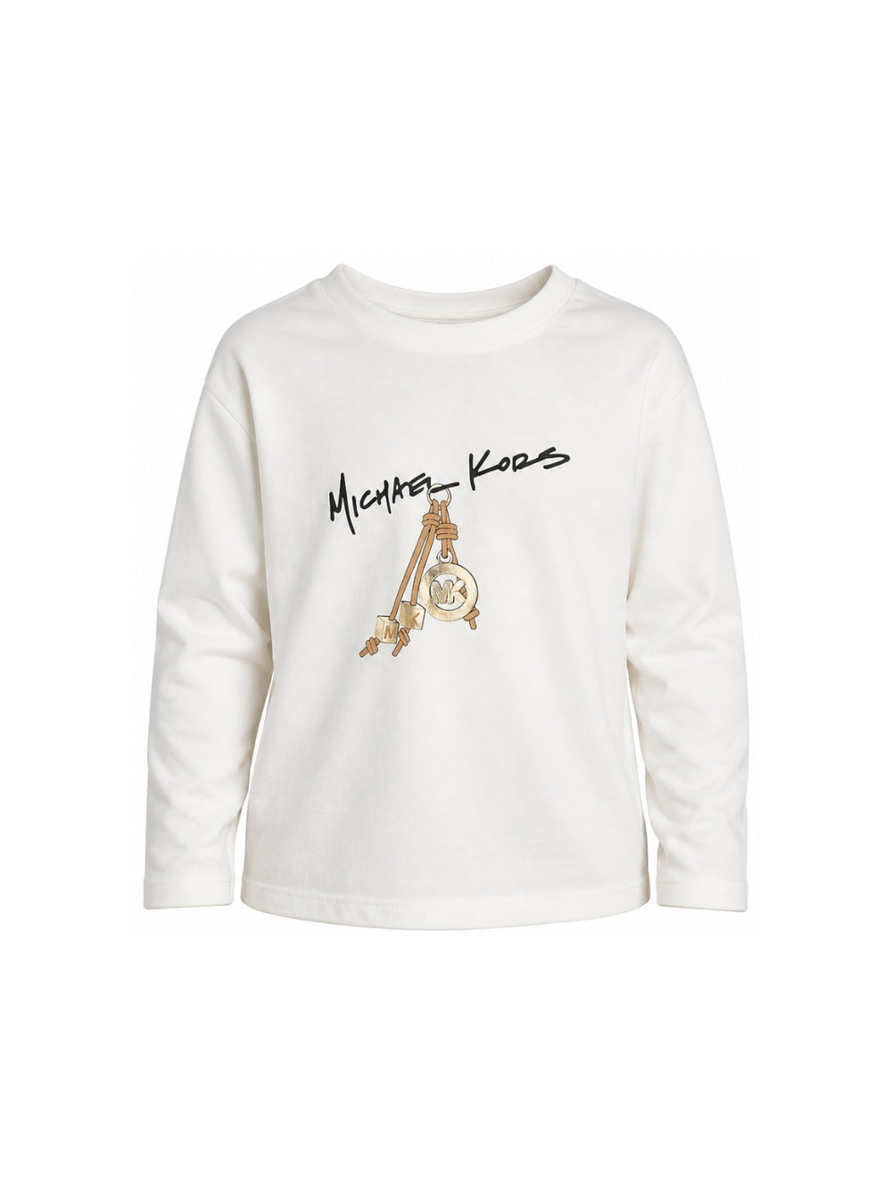 T-shirt per bambina Michael Kors bianca con stampa logo sul davanti R30684 117 MICHAEL KORS KIDS 